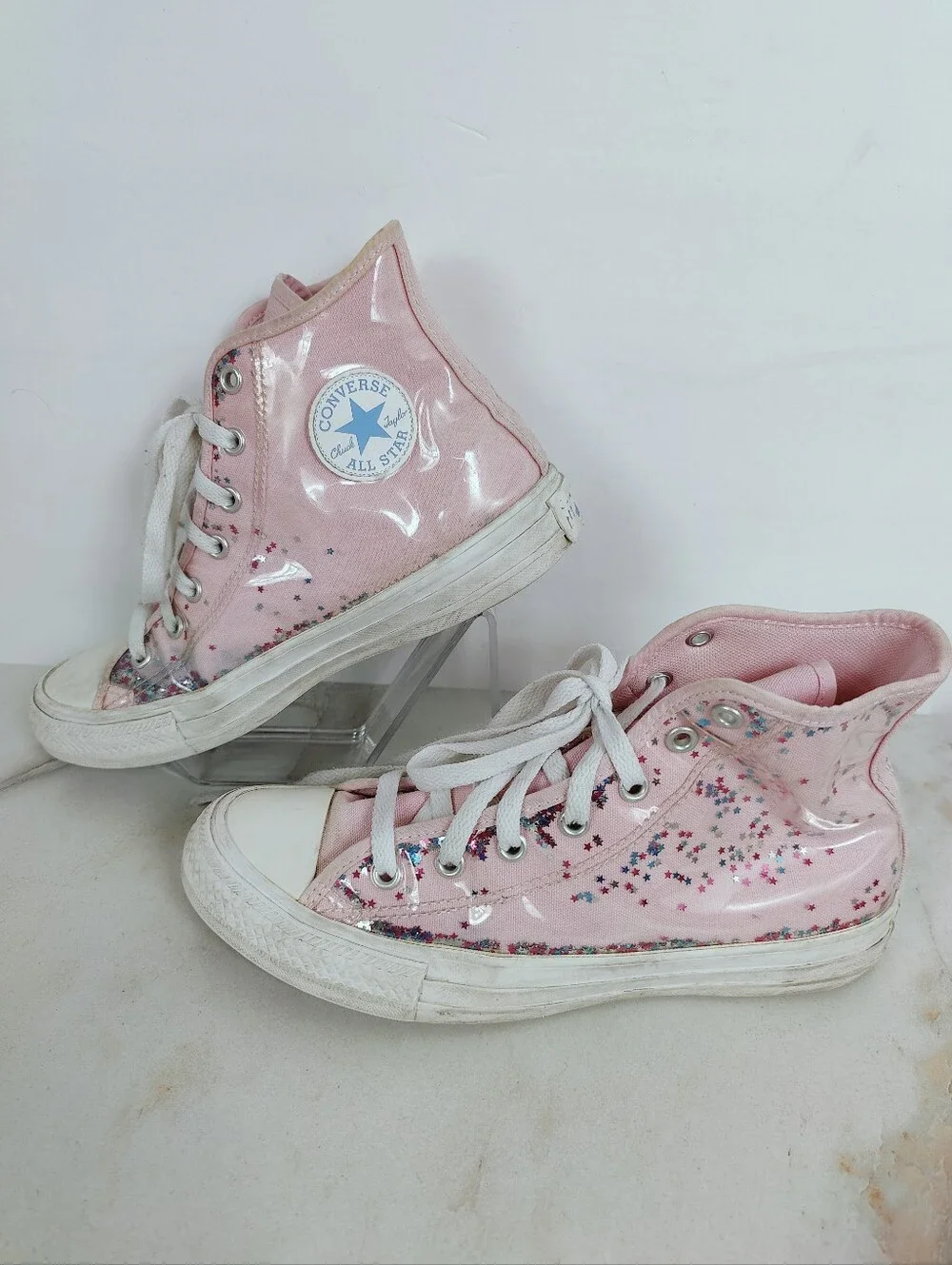Converse Girls' Chuck Taylor All Star Confetti High Top Sneakers, Pink, Sz 5